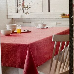 Threshold Tablecloth Chambray Hemstitch Red - 60 X 84 In Oblong 100% Cotton NEW